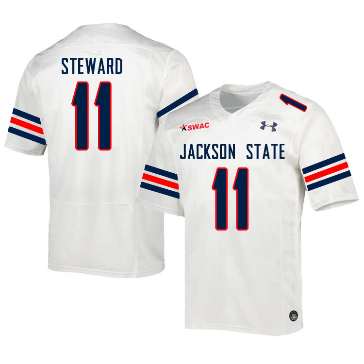 Men-Youth #11 Tim Steward Jackson State Tigers 2023 College Football Jerseys Stitched Sale-White